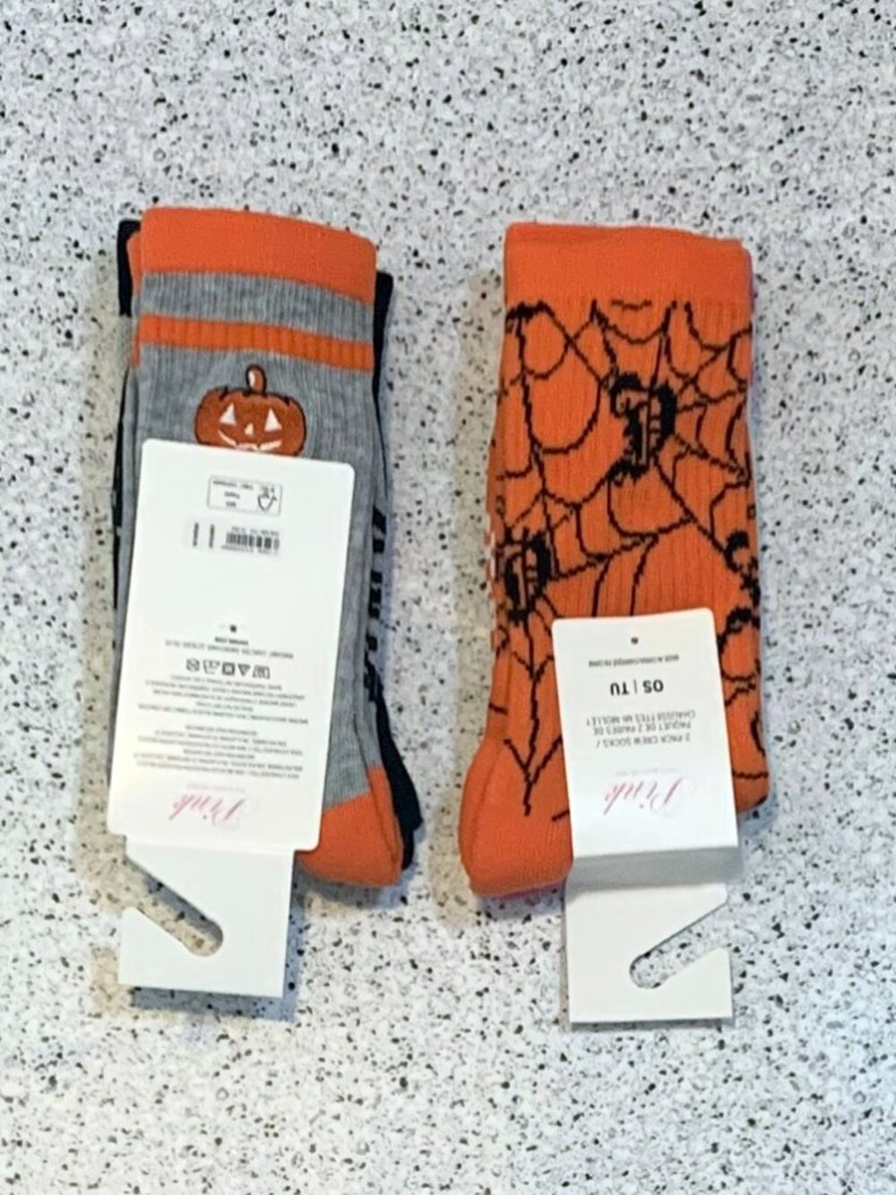 2X Victoria's Secret PINK 2 Pack Crew Socks NWT Halloween Skeleton 4 PAIR